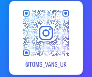 QR code link to Tom's Vans Instagram page. Click on this code to see Bristol's friendliest Removals Team Instagram page